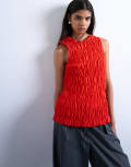 [Topshop] Topshop shirred tank top in red 18 RED