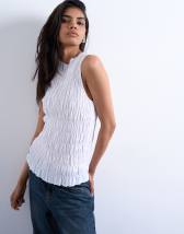 Topshop shirred tank top in white