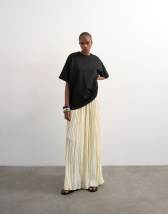 Topshop shirred waist crinkle full circle skirt in natural