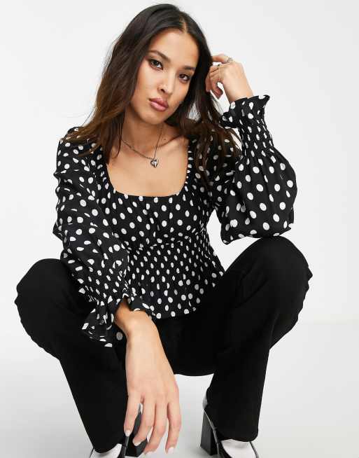 Topshop polka store dot blouse