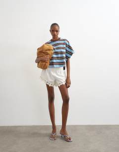 Shirring detail knicker short in ecru