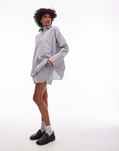 Topshop shirt in grey micro check - view 1