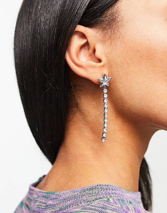 Topshop - shooting star drop earrings in silver