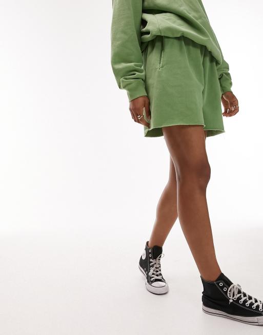 Topshop - Short de jogging d'ensemble à ourlet effiloché style vintage - Vert délavé, 4 de 4