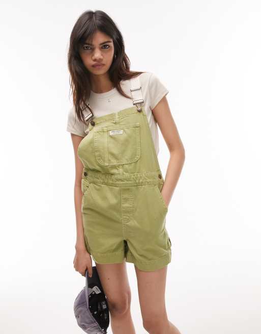 Topshop short denim overalls in green