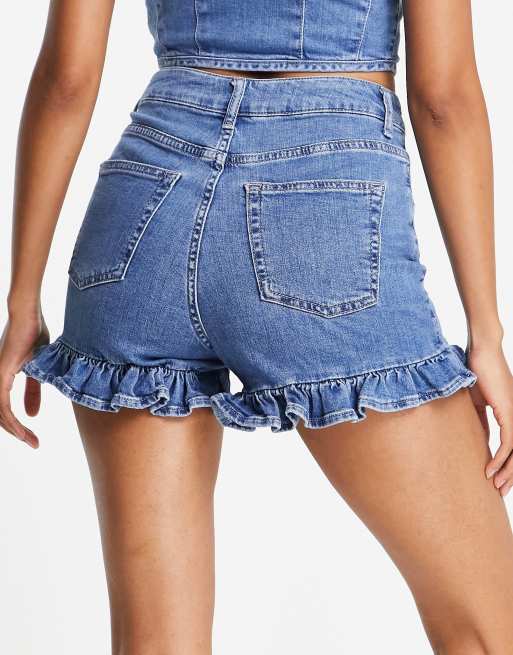 Short Topshop En Jean Bleu - Taille 8 - Occasion Très Bon état
