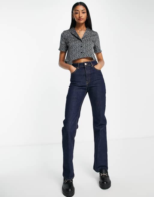 Topshop short sleeve floral satin shirt in multi, 3 of 4