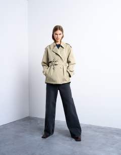 Short trench coat in stone