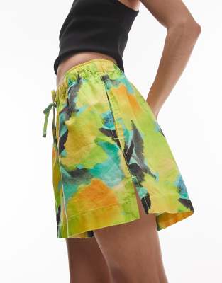 Topshop - Shorts mit mehrfarbigem Zitronenprint-Bunt