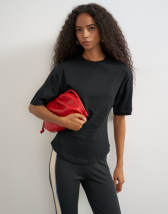 Topshop shoulder pad short sleeve t-shirt in black