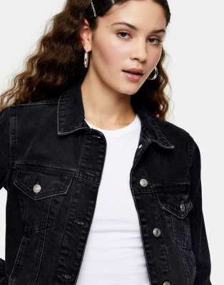 topshop washed black denim jacket