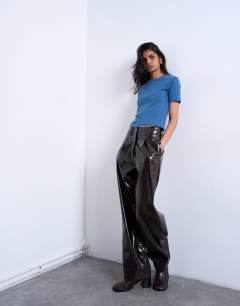 Model wearing Shrunken everyday tee in air force blue