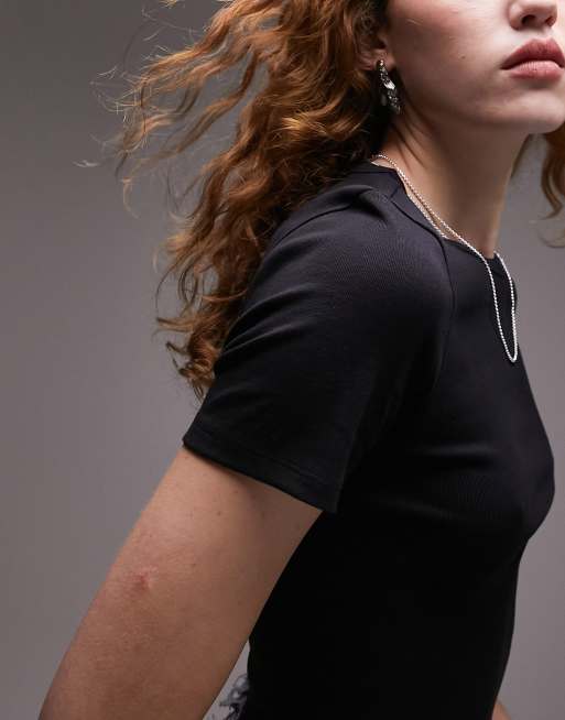 Topshop shrunken everyday tee in black , 3 of 4