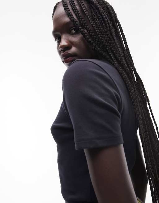 Topshop shrunken everyday tee in black 