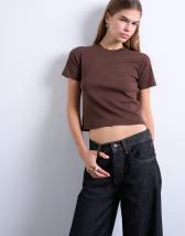 Topshop shrunken everyday tee in chocolate brown