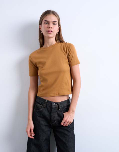 Topshop shrunken everyday tee in coffee - view 1