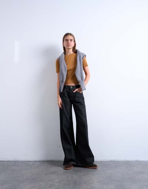 Topshop shrunken everyday tee in coffee, 3 of 4