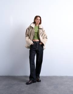 Model wearing Shrunken everyday tee in green