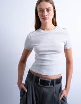 Topshop shrunken everyday tee in grey marl 