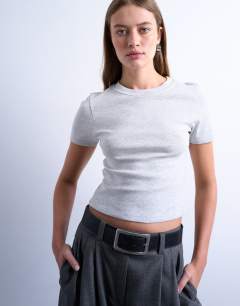 Shrunken everyday tee in grey marl 