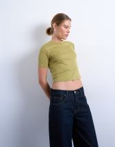 Topshop shrunken everyday tee in khaki