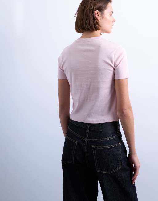 Topshop shrunken everyday tee in light pink, 4 of 4