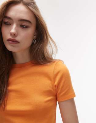 Topshop Shrunken Everyday Tee In Orange