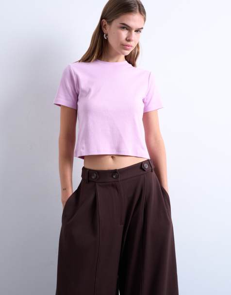 Topshop shrunken everyday tee in pink - view 1