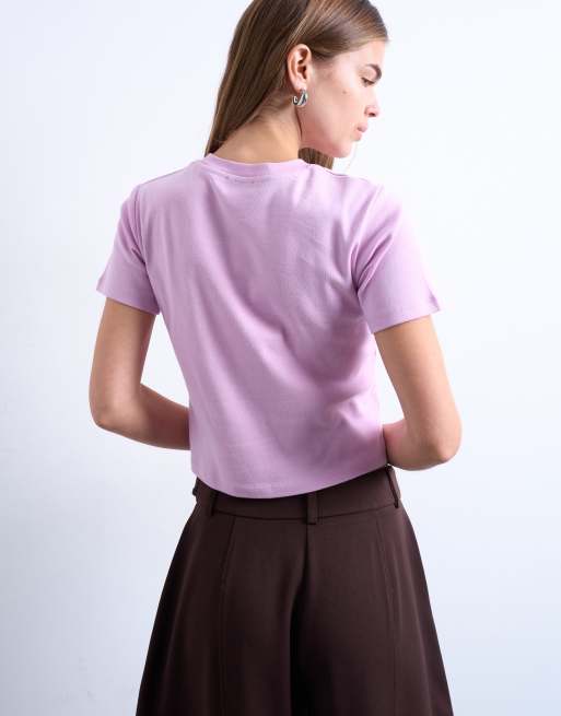 Topshop shrunken everyday tee in pink, 3 of 4