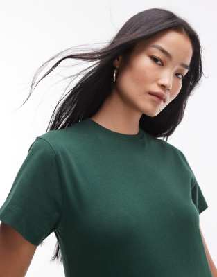 Topshop Shrunken Tee In Dark Green