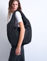 Topshop Sia ruched nylon shoulder bag in black