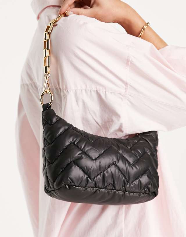 Topshop sia wet look shoulder bag black