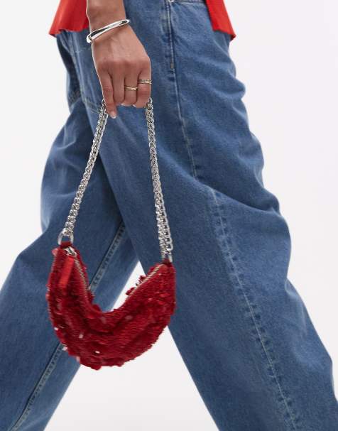 Topshop – Sian – Röd utsmyckad axelväska - view 1