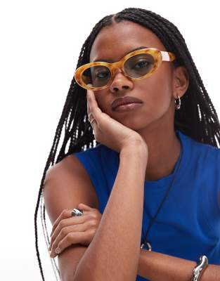 Topshop - Sicily - Runde Sonnenbrille in milchiger Schildpatt-Optik-Bunt