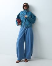 Topshop side pleat cocoon jean in bleach