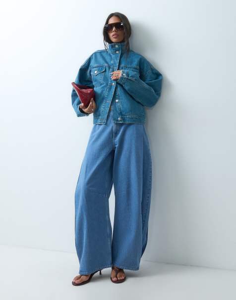 Topshop side pleat cocoon jeans in bleach - view 1