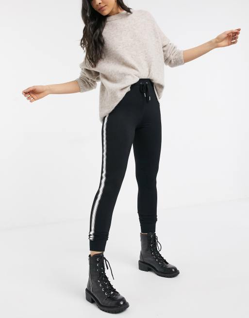 Topshop side stripe skinny jogger in black