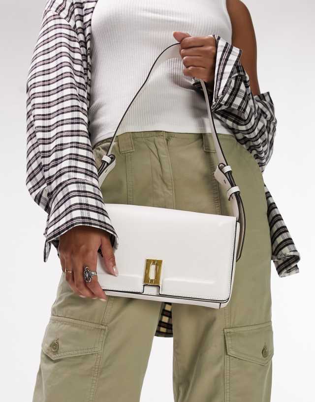 Topshop Sidney trophy shoulder bag in white