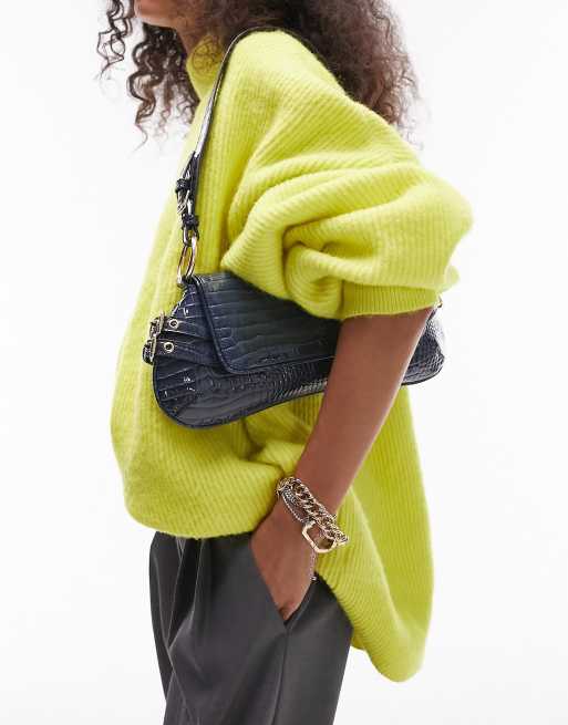 Topshop - Sienna - Borsa da spalla blu con fibbia, 2 di 4