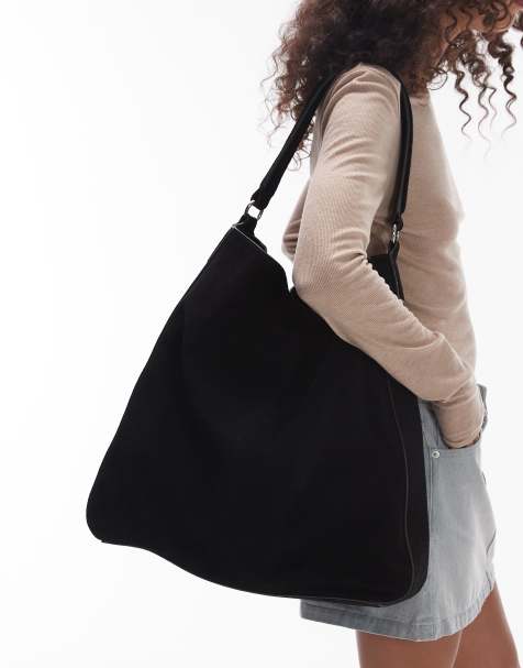 Topshop Sienna real leather shoulder bag in black - view 1
