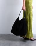 [Topshop] Topshop Sienna real leather shoulder bag in black One Size BLACK