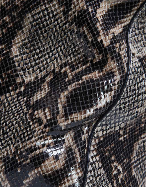 Topshop Sienna real leather shoulder bag in brown snake