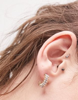 Topshop silver crystal earrings in gold