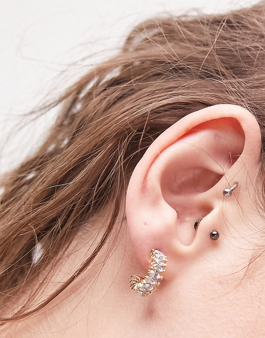 Topshop silver crystal earrings in gold