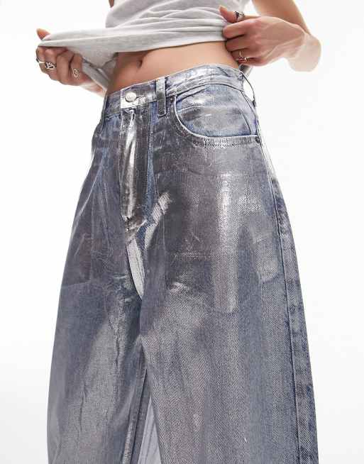 Silver store baggy jeans