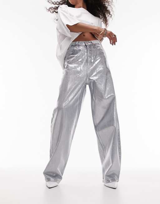 Topshop silver hot sale trousers