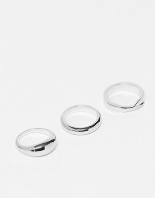 Topshop silver plated 3 pack clean chunky ring