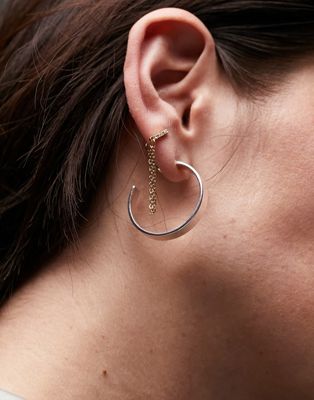 Topshop silver plated flat edge hoops