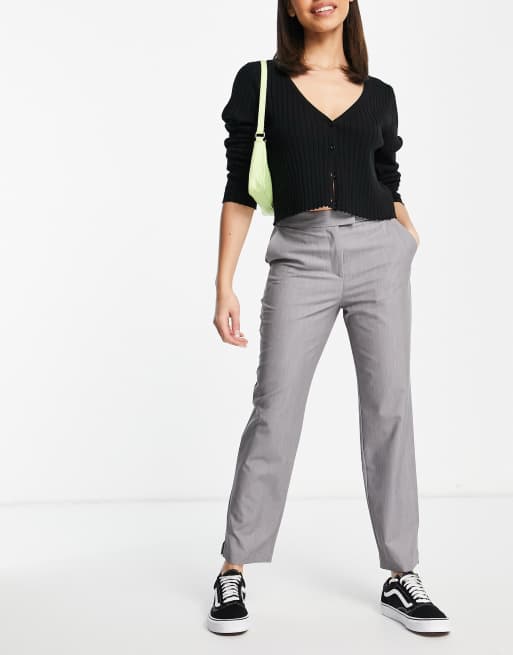 Topshop – Silverfärgade cigarett-byxor