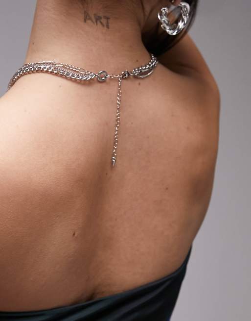 Topshop – Silvrigt halsband i flera lager, 3 av 4